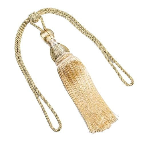 Raffhalter für Vorhänge, Seil, Vorhangquasten, Raffhalter, mehrfarbige Quasten, Vorhangbinder, Draht, hängende Kugel, Polyestergarn (gelb) von Generic