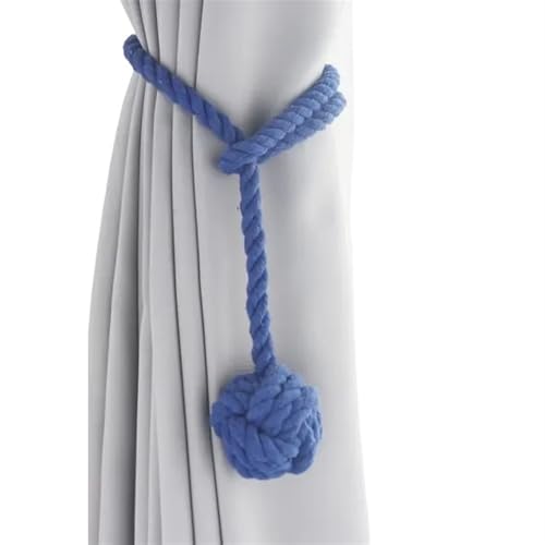 Raffhalter für Vorhänge, Seil, handgefertigt, natürliches Baumwollseil, runde Endstücke, Raffhalter für Vorhänge, Dekorationshalter für Fenstervorhänge (blau) von Generic