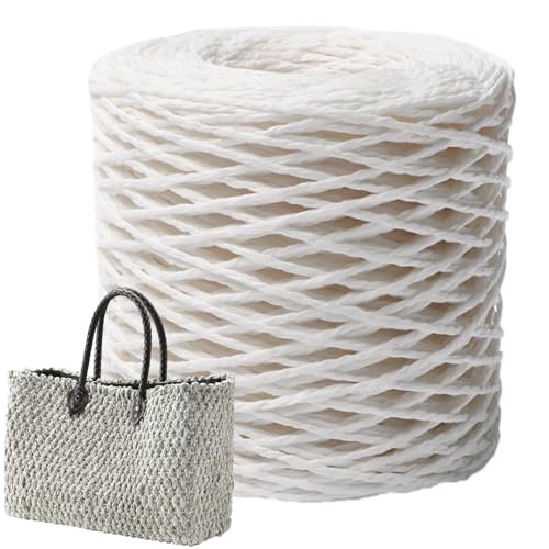 Raffiaband - Natürliche Farbe, matte Textur Raffia-Garn zum Häkeln | Gestrickte Draht-Papierbänder für Dekorationen, Strandtaschen, Hüte, Spielzeug, Bastelbedarf, umweltfreundliche Naturfaser von Generic