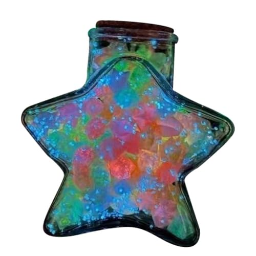 Rainbow Star Origami-Papier mit transparenter Glas-Wunschflasche, fluoreszierendes Stern-Endprodukt, Stern-Wunschflasche, Origami-Sternflasche, Glas-Wunschflasche, für Geburtstagsdekoration von Generic