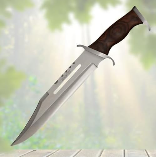 Rambo Messer Deluxe, ergonomischer Holzgriff, Lederscheide, Stahlklinge von Generic