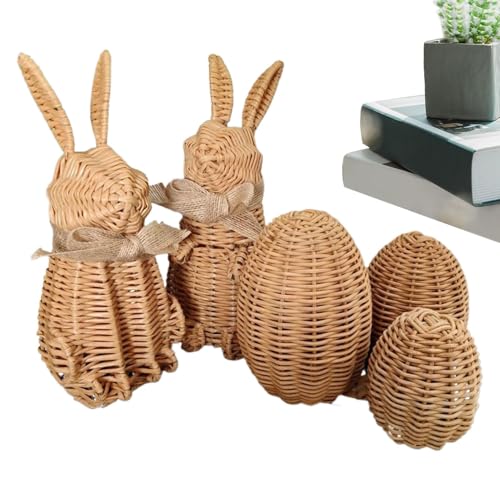 Rattan Hase Osterdekor, Rattan Hase - 5X gewebte Eier Kaninchen Osterdekor - Kaninchen Rattan Frühlingsdisplays Tischdekoration für Heimfarm Rattan Hase Osterdekor, Rattan Hase - 5X gewebte Eier Kaninchen Osterdekor - Kaninchen Rattan Frühlingsdisplays Tischdekoration für Heimfarm von Generic