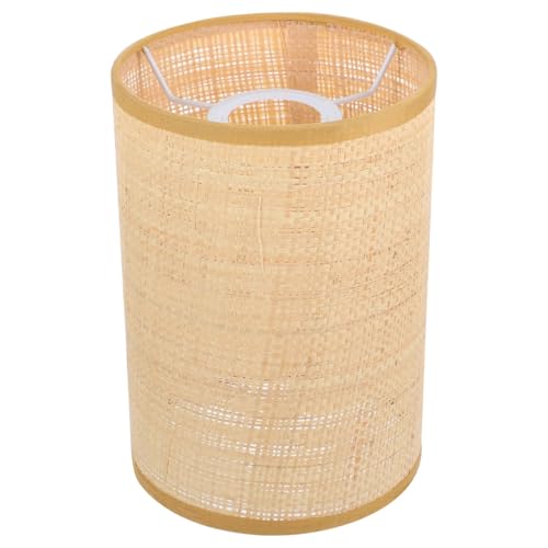 Rattan-Trommel-Lampenschirm-Ersatz E27-E14, Fass-Lampenschirm Zum Aufstecken Natürliche Gewebte Zylinder-Lichtabdeckung Für Tischlampe, Stehlampe, Pendelleuchte von Generic