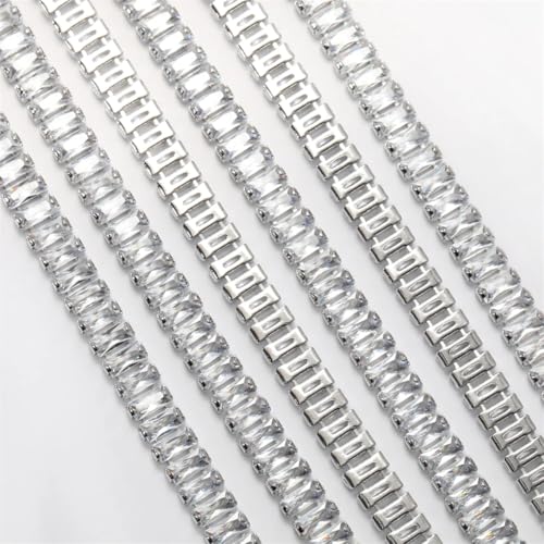 Rechteckige Kristallkette, Zirkonia, Dekoration, Zirkon, Strassbesatz, Schmuckherstellung, Zubehör, 91 cm, 2 x 4 mm, silberfarben, rechteckig, 1,5 x 3 mm, 91 cm Rechteckige Kristallkette, Zirkonia, Dekoration, Zirkon, Strassbesatz, Schmuckherstellung, Zubehör, 91 cm, 2 x 4 mm, silberfarben, rechteckig, 1,5 x 3 mm, 91 cm von Generic