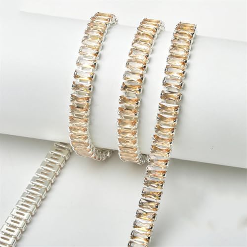 Rechteckige Kristallkette in Nagelklaue, Zirkon, Strassbesatz, Edelstein, DIY, Schmuck, Kleidung, Zubehör, 3 x 6 mm, Champagner, 50 cm von Generic