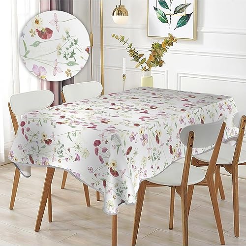 Rechteckige Tischdecke, bedruckt, wasserdicht, hochauflösender Druck, elegant und langlebig, abwaschbar, 2 Stück Zange als Tischtuch (140 x 240 cm, weiße Blume) von Generic