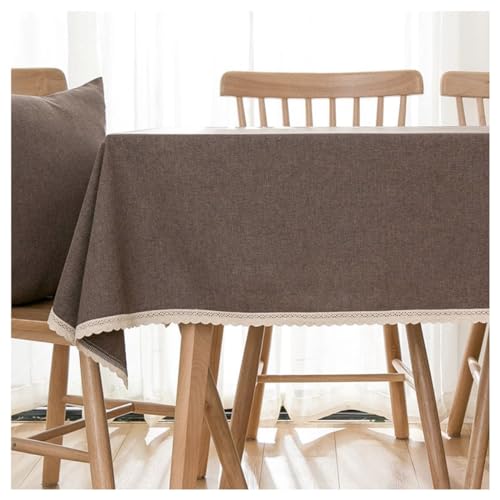 Rechteckige Tischdecke Aus Baumwolle Und Leinen, Wiederverwendbar Pflegeleicht Knitterarm, Elegantes Design, Geeignet Für Formelle Anlässe (Brown 130x190cm) von Generic