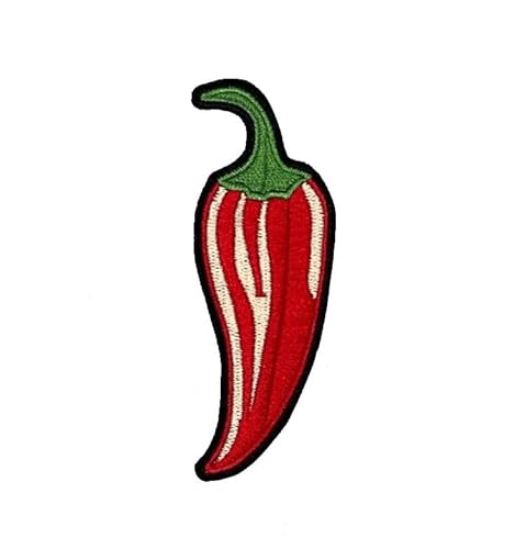 Red Chili Pepper Patches, Hot Pepper Embroidery Iron On Applique Patch, Vegetables Patches for Jackets, Clothing, Dress, Jeans, Hat, Backpacks, Clothes, 3.5 Inch von Generic