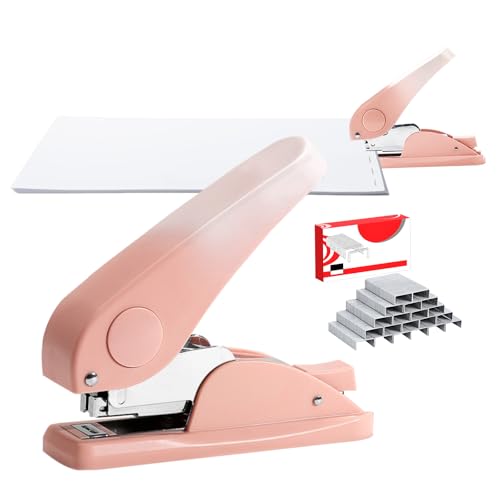 Reduzierter Aufwand 24/6 26/6 Nadelarten Hefter mit 1000 Heftklammern, 25 Blatt Kapazität, Schreibtischhefter für Klassenzimmer, Büro (Rosa) von Generic