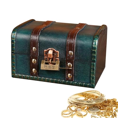 Reiseetui für Schmuck, kompakte Schmuckschatulle im Vintage-Stil, Schatzkiste mit Schloss, dekorativer Organizer für Schmuck, kleine Gegenstände und Sammlerstücke Reiseetui für Schmuck, kompakte Schmuckschatulle im Vintage-Stil, Schatzkiste mit Schloss, dekorativer Organizer für Schmuck, kleine Gegenstände und Sammlerstücke von Generic