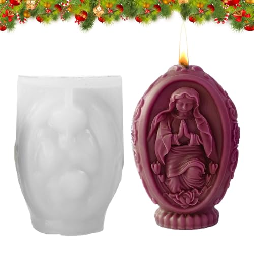 Religiöse Seifenform der Jungfrau Maria, -Silikonform zur Kerzenherstellung | 3D-Silikonform zur Herstellung von Jungfrau Maria Seife | Statform von Generic