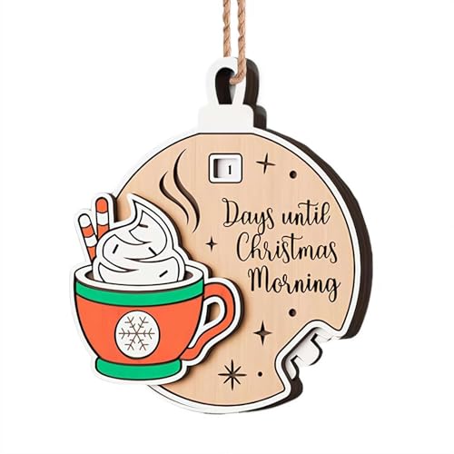 Rentier-Countdown-Schild aus Holz, umkehrbare Tage bis Weihnachten, rustikaler Adventskalender für Tischdekoration, Kaminsims und Weihnachtsbaum-Hängedekorationen (E 1 Stück) von Generic