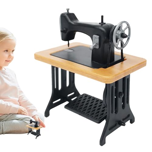 Retro -Miniaturnähmaschine - Kleine 1:24 Model Doll Home Nähmaschine - Landschaft Ornament, Play Requisiten Neuheit Für Schlafzimmer, Spielzimmer, Kleine Nähmaschine Retro -Nähmaschine D. von Generic