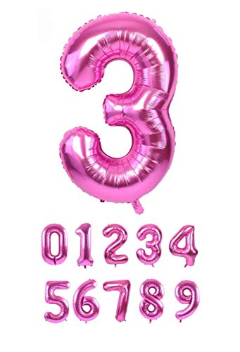 Riesige 101,6 cm große Folienballons mit Zahlen 0–9, rosa | nummerierte Ballons 0–9 für Geburtstage, Jubiläen, Partys (3) von Generic