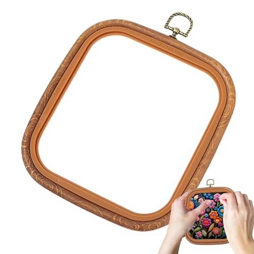 Ringe und Rahmen für Kreuzstich, Rahmen für Kreuzstichverzierungen – Stickrahmen in Holzoptik, quadratischer Stickrahmen, Holzimitat, Polsterzubehör mit Ring Ringe und Rahmen für Kreuzstich, Rahmen für Kreuzstichverzierungen – Stickrahmen in Holzoptik, quadratischer Stickrahmen, Holzimitat, Polsterzubehör mit Ring von Generic