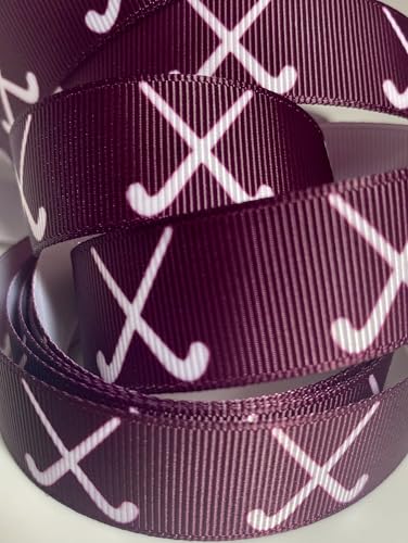 Ripsband – Feldhockey-Druck – Kastanienbraunes Band mit weißen Hockeyschlägern – 2,2 cm breit, 9,1 m – ideal für DIY-Team-Haarschleifen, Team-Lanyards und Bastelarbeiten Ripsband – Feldhockey-Druck – Kastanienbraunes Band mit weißen Hockeyschlägern – 2,2 cm breit, 9,1 m – ideal für DIY-Team-Haarschleifen, Team-Lanyards und Bastelarbeiten von Generic