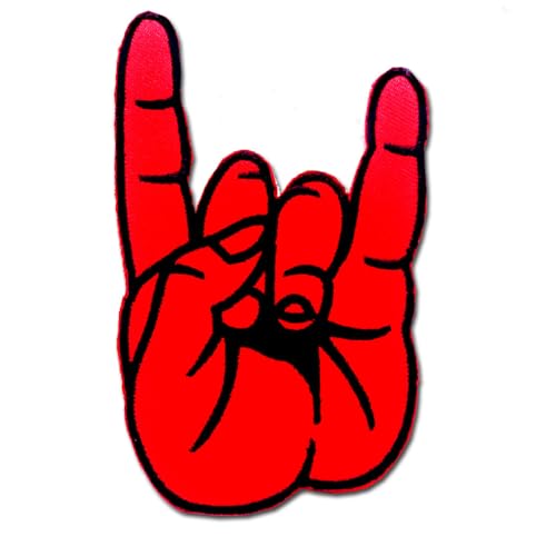 Rock Music Hand Devil Horn Design Embroidered Iron on Patch Red and Black 6.0 x 10.0 cm Biker Rider Style Rock Music Hand Devil Horn Design Embroidered Iron on Patch Red and Black 6.0 x 10.0 cm Biker Rider Style von Generic