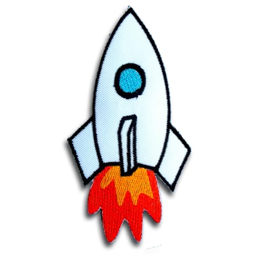Rocket Space Shuttle Aufnäher zum Aufbügeln oder Aufnähen, Weiß mit roten Flammen, 11,4 x 7,5 cm, Applikation Rocket Space Shuttle Aufnäher zum Aufbügeln oder Aufnähen, Weiß mit roten Flammen, 11,4 x 7,5 cm, Applikation von Generic
