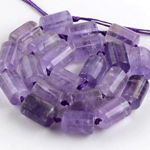 Röhrenförmiger Naturstein, facettierte Amethyste, lose Perlen, Armbänder, Charms zur Schmuckherstellung, Amethyste, 11 x 15 mm, 20–21 Stück Röhrenförmiger Naturstein, facettierte Amethyste, lose Perlen, Armbänder, Charms zur Schmuckherstellung, Amethyste, 11 x 15 mm, 20–21 Stück von Generic