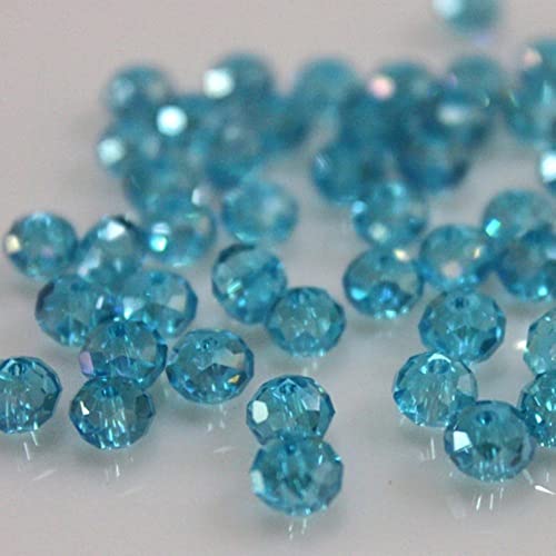 Rondelle-Perlen, 2 mm, 4 mm, 6 mm, 8 mm, facettierte Kristallperlen, Glasperlen, lose Abstandshalter, runde Perlen für Schmuckherstellung, Seeblau, 4 mm, 120 Stück von Generic