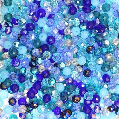 Rondelle-Perlen, 2 mm, 4 mm, 6 mm, 8 mm, facettierte Kristallperlen, Glasperlen, lose Abstandshalter, runde Perlen für Schmuckherstellung (4 mm, 120 Stück, Blau, mehrfarbig) von Generic