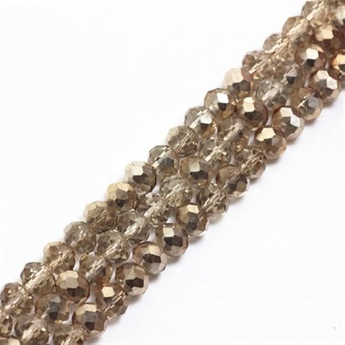 Rondelle-Perlen, 2 mm, 4 mm, 6 mm, 8 mm, facettierte Kristallperlen, Glasperlen, lose Abstandshalter, runde Perlen für Schmuckherstellung (4 mm, 120 Stück, Champagnerfarben) von Generic