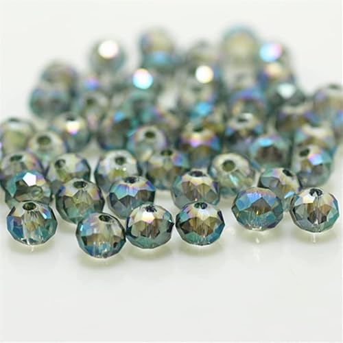 Rondelle-Perlen, 2 mm, 4 mm, 6 mm, 8 mm, facettierte Kristallperlen, Glasperlen, lose Abstandshalter, runde Perlen für Schmuckherstellung (4 mm, 120 Stück, Transparentes Grün) von Generic