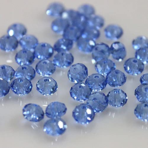 Rondelle-Perlen, 2 mm, 4 mm, 6 mm, 8 mm, facettierte Kristallperlen, Glasperlen, lose Abstandshalter, runde Perlen für Schmuckherstellung (Hellblau, 2 mm, 170 Stück) von Generic