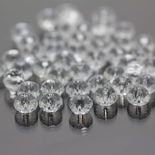 Rondelle-Perlen, 2 mm, 4 mm, 6 mm, 8 mm, facettierte Kristallperlen, Glasperlen, lose Abstandshalter, runde Perlen für Schmuckherstellung (Weiß, 4 mm, 120 Stück) von Generic