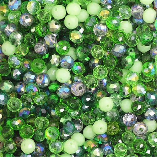 Rondelle-Perlen, facettierte Kristallperlen, Glasperlen, lose Abstandshalter, runde Perlen für Schmuckherstellung, 2 mm, 170 Stück, Grün, Mehrfarbig, 2 mm, 4 mm, 6 mm, 8 mm von Generic