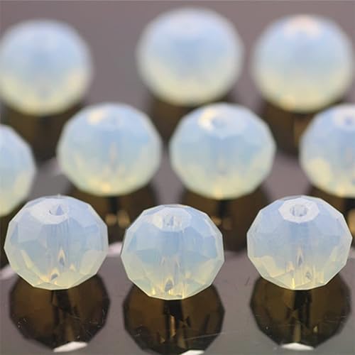 Rondelle-Perlen, facettierte Kristallperlen, Glasperlen, lose Abstandshalter, runde Perlen für Schmuckherstellung, 2 mm, 170 Stück, Milchweiß, 2 mm, 4 mm, 6 mm, 8 mm von Generic