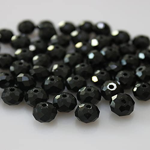 Rondelle-Perlen, facettierte Kristallperlen, Glasperlen, lose Abstandshalter, runde Perlen für Schmuckherstellung, 2 mm, 170 Stück, Schwarz von Generic