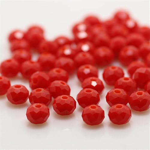 Rondelle-Perlen, facettierte Kristallperlen, Glasperlen, lose Abstandshalter, runde Perlen für Schmuckherstellung, 2 mm, 4 mm, 120 Stück, Rot von Generic