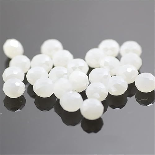 Rondelle-Perlen, facettierte Kristallperlen, Glasperlen, lose Abstandshalter, runde Perlen für Schmuckherstellung, 2 mm, 4 mm, 6 mm, 8 mm, 4 mm, 120 Stück, massives Weiß von Generic