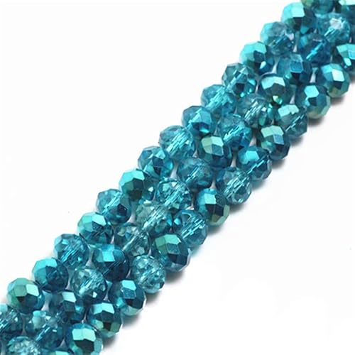 Rondelle-Perlen, facettierte Kristallperlen, Glasperlen, lose Abstandshalter, runde Perlen für Schmuckherstellung, 2 mm, 4 mm, 6 mm, 8 mm, 50 Stück, Blau von Generic