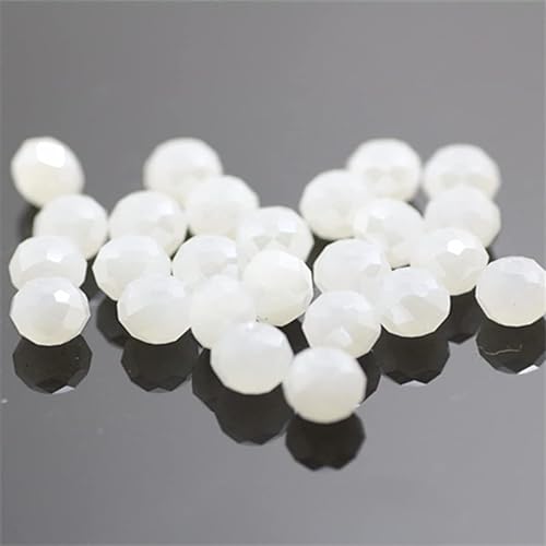 Rondelle-Perlen, facettierte Kristallperlen, Glasperlen, lose Abstandshalter, runde Perlen für Schmuckherstellung, 2 mm, 4 mm, 6 mm, 8 mm, 50 Stück, Weiß von Generic