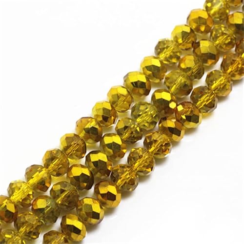 Rondelle-Perlen, facettierte Kristallperlen, Glasperlen, lose Abstandshalter, runde Perlen für Schmuckherstellung, 2 mm, goldfarben, 2 mm, 170 Stück von Generic