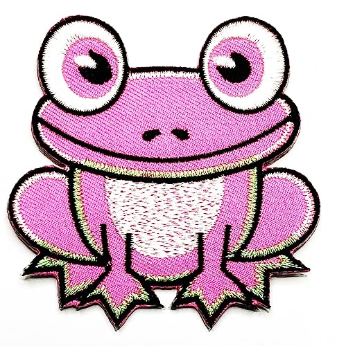 Rosa Frosch Kinder Cartoon bestickt DIY Patches Applikation Nähen Aufbügeln Patches Stickerei Kleidung T-Shirt Jacken Hüte Jeans Rucksäcke für Kinder Damen Herren von Generic