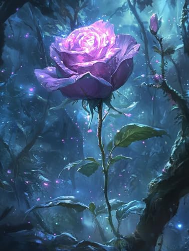 Rose Diamond Painting Erwachsene Groß XXL 70x95cm, 5D Diamant Painting Bilder Lila Muster DIY Bastel Erwachsene Anfänger Mosaik Set für Zimmer Wohnzimmer Wand Deko Aesthetic, Geschenke Frau F8JS-D9 von Generic