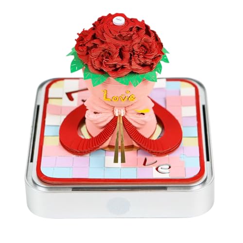 Rose Memo Pad Papier Reißen Schnitzkunst Notepad | 3D -Zeitstückkalender 2026, Zeitstück Notepad Mit LED -Beleuchtung Acrylhülle Für Thanksgiving -Weihnachtshäuser von Generic
