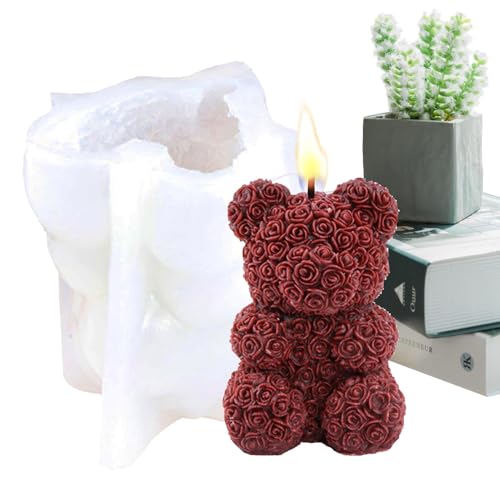 Rosenbärenform - Tier-Epoxidschmelzform aus rosafarbenem Harz für San, handgefertigte Seifenformen aus Gipsharz Tier Rosa Kerzenzubehör Decorazion Rosenbärenform - Tier-Epoxidschmelzform aus rosafarbenem Harz für San, handgefertigte Seifenformen aus Gipsharz Tier Rosa Kerzenzubehör Decorazion von Generic