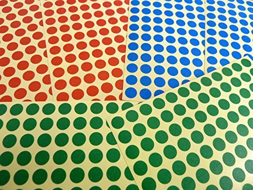 Rot Blau Grün Sticker Klein 8mm Runde Runde Farbige Klebeetiketten von Generic