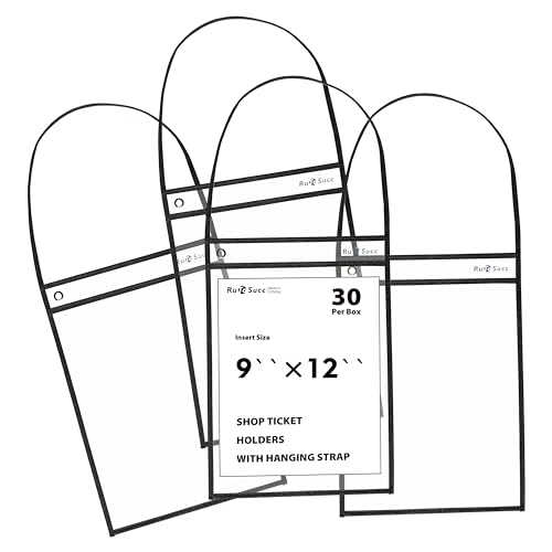 RuToSucc Products Shop Tickethalter mit Aufhängeschlaufe, 25,4 x 35,6 cm, beide Seiten, transparent, genähter schwarzer Vliesstoff-Rand, 30 Stück von Generic