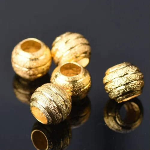 Runde, Matte Kreise, Hohle Metallperlen mit großem Loch, Gold/Silber, 8 mm bis 10 mm, 30 STK. Runde, Matte Kreise, Hohle Metallperlen mit großem Loch, Gold/Silber, 8 mm bis 10 mm, 30 STK. von Generic