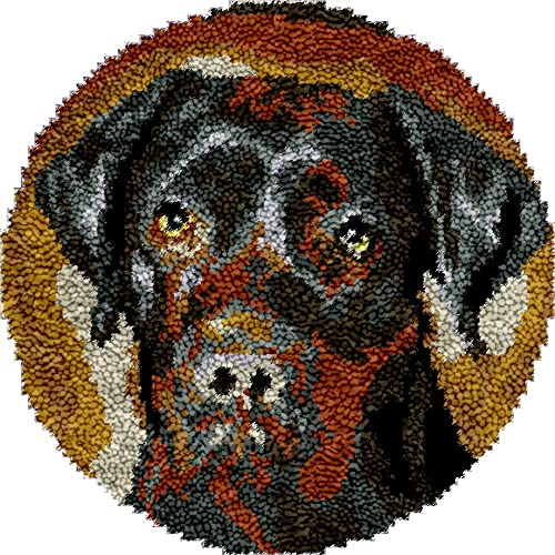Runde Form Teppich Labrador Hund Knüpfhaken Kits für Erwachsene und Anfänger DIY Kreuzstich Sofa Sitz Häkeln mit vorgedrucktem Leinwand Häkelgarn 50 x 50 cm (Rund-Latch081535) von Generic