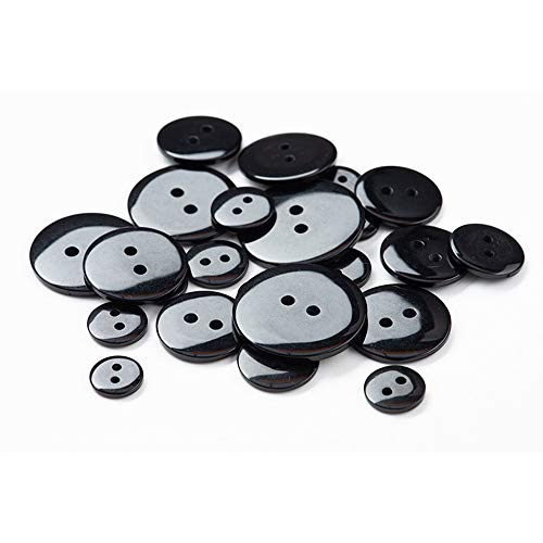 Runde Knöpfe aus Kunstharz, zwei Löcher, Kleidung, DIY, Taschen, Nähen, Basteln, Kleidung, Nähen, Basteln für Kleidung (schwarz, 10 mm), 100 Stück von Generic