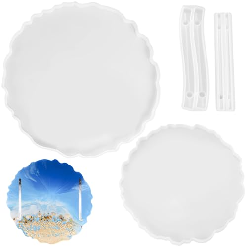 Runde Silikonformen mit Griffen, große Epoxidharz-Formen zum Basteln, DIY-Untersetzer-Set, kristallklares Silikon für Harzgussprojekte Runde Silikonformen mit Griffen, große Epoxidharz-Formen zum Basteln, DIY-Untersetzer-Set, kristallklares Silikon für Harzgussprojekte von Generic