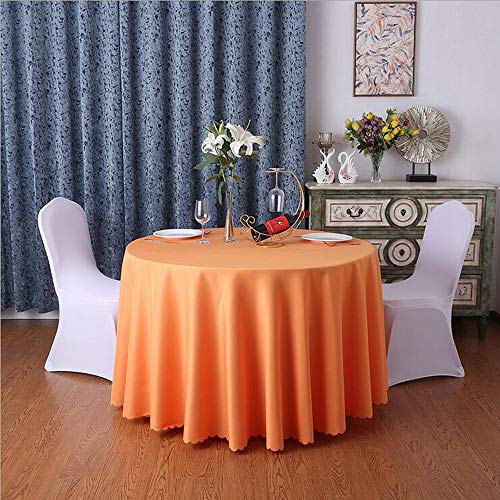 Runde Tischdecke Abwaschbar, Schmutzabweisend, Einfarbig, Langlebiger Tischschutz für Zuhause, Restaurant, Party (Durchmesser 220 cm, Orange) von Generic