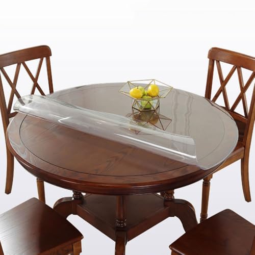 Runde Tischfolie Transparent 1.5 mm Dick Tischdecke Transparent Folie Outdoor Tischschutz Abwaschbar Tischdecke Schutz PVC Schutzfolie Glasklar(Mattiert,110 cm) von Generic
