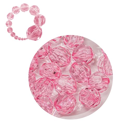 Runde facettierte Acrylperlen Abstandsperlen Bunte facettierte Kunststoffperlen mit Loch für DIY-Schmuckherstellung Armband Halskette Schlüsselanhänger Ohrringe von Generic